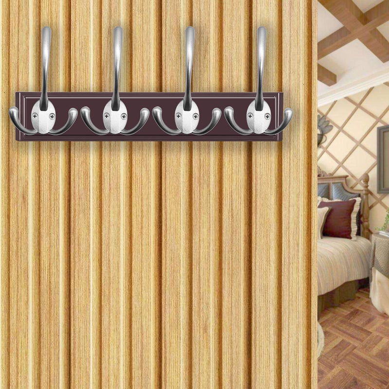 IBosins 6 Pack Big Heavy Duty Three Prongs Coat Hooks Wall Mounted with 24 Screws (Two Types of Screws Included) Retro Double Utility Rustic Hooks for Thick Coat, Big Heavy Bags (Matte Nickel) - Image 4